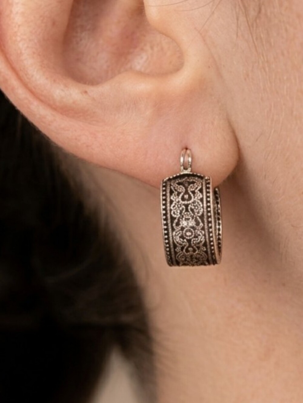 925 Sterling Silver Men Women Filigree Hoop Earrings